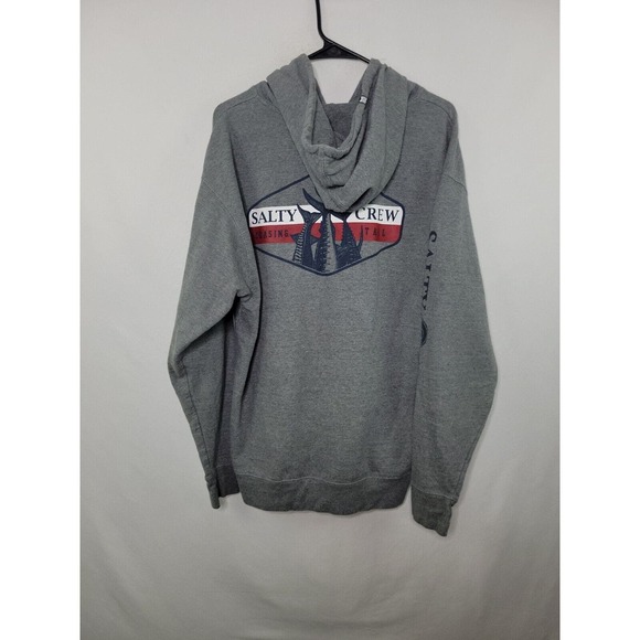 Salty Crew Gray Long Sleeve Hooded Sweatshirt Men's Size Large - Picture 7 of 9
